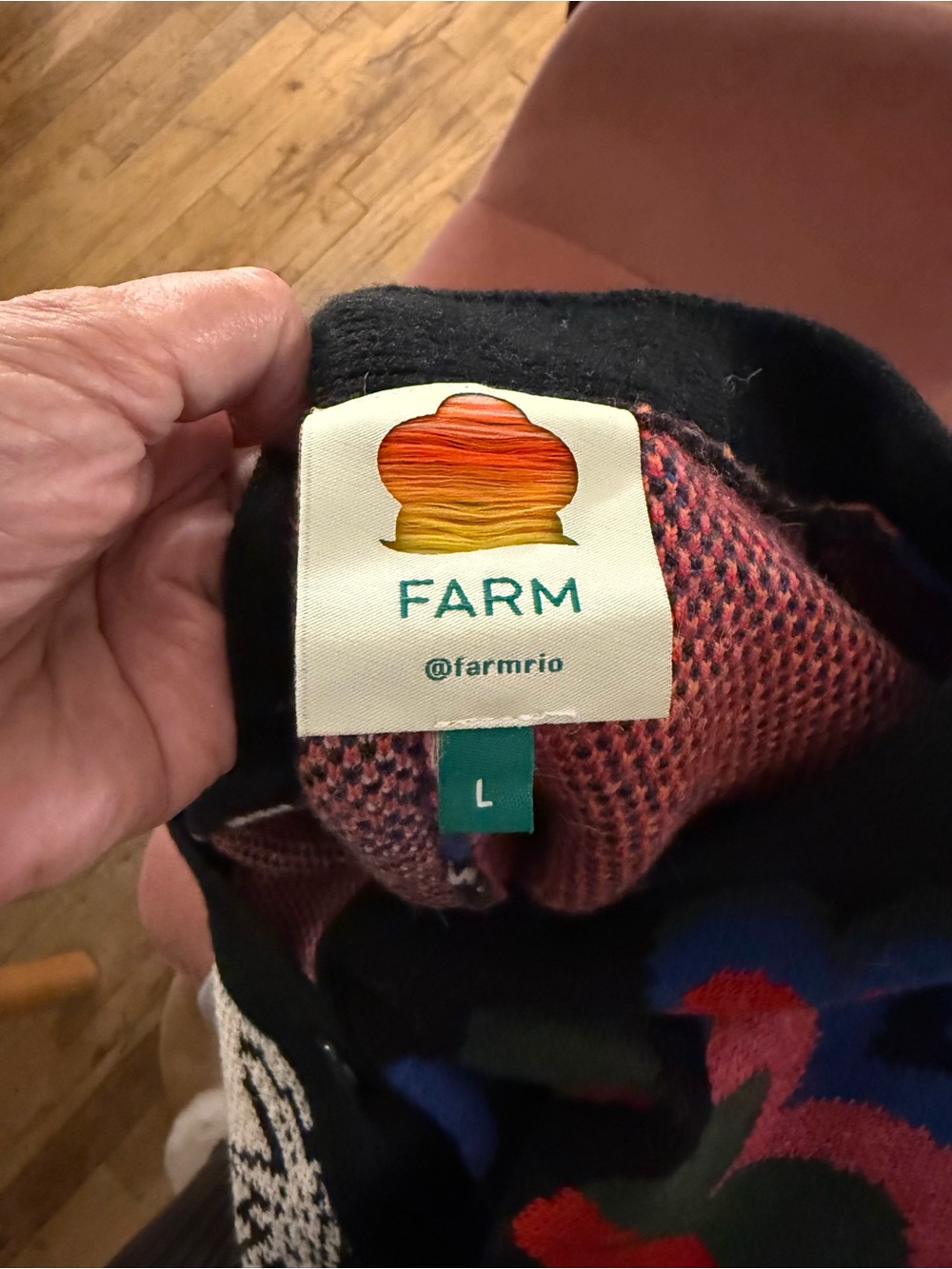 Farm Rio Multicolor Floral-Print V-Neck Cardigan Sweater - Picture 4 of 5